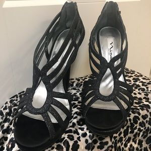 Nina black glitter heels